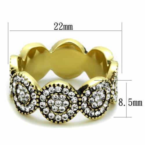 Stainless Steel Gold IP CZ Pave Infinity Link Band Ring view 6