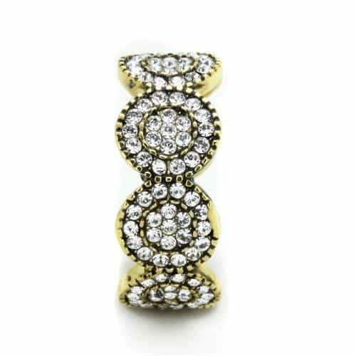 Stainless Steel Gold IP CZ Pave Infinity Link Band Ring view 4