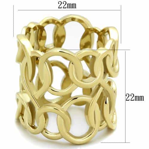 Stainless Steel Gold Chain Link Lattice Ring view 2