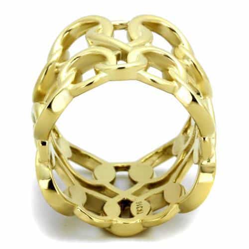 Stainless Steel Gold Chain Link Lattice Ring view 3