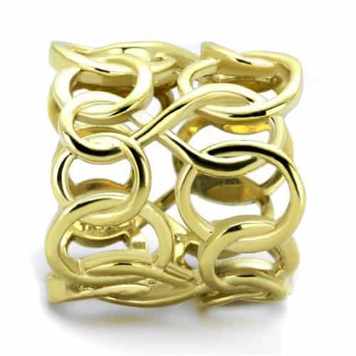 Stainless Steel Gold Chain Link Lattice Ring view 8