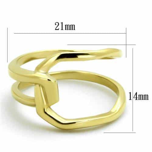 Stainless Steel Gold Polished Wave Crossover Ring view 6