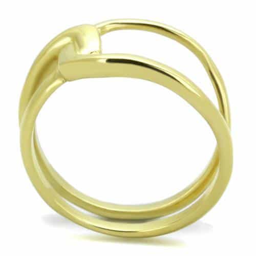 Stainless Steel Gold Polished Wave Crossover Ring view 7