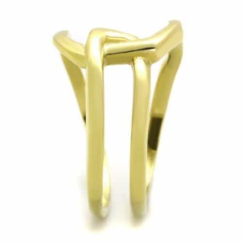 Stainless Steel Gold Polished Wave Crossover Ring view 4