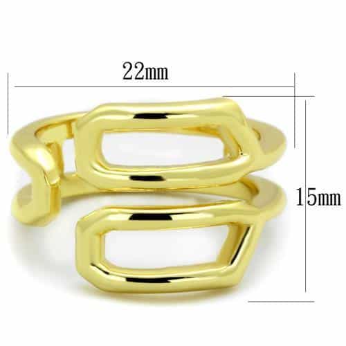 Stainless Steel Gold IP S-Curve Open Wave Ring view 2