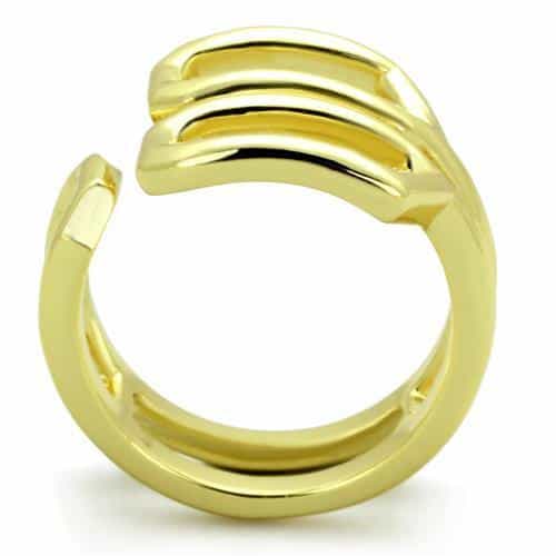 Stainless Steel Gold IP S-Curve Open Wave Ring view 7