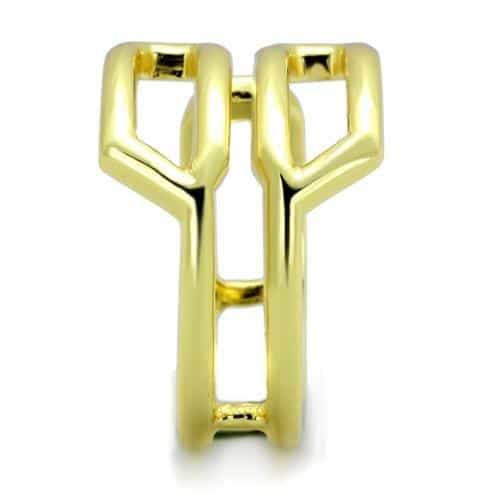 Stainless Steel Gold IP S-Curve Open Wave Ring view 4