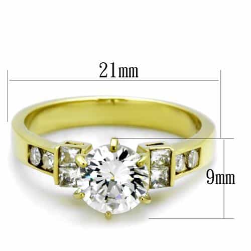 Stainless Steel CZ Round Channel Gold Ring view 2
