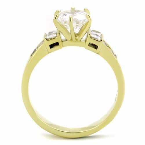 Stainless Steel CZ Round Channel Gold Ring view 3