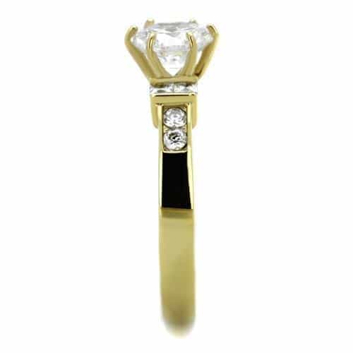 Stainless Steel CZ Round Channel Gold Ring view 4