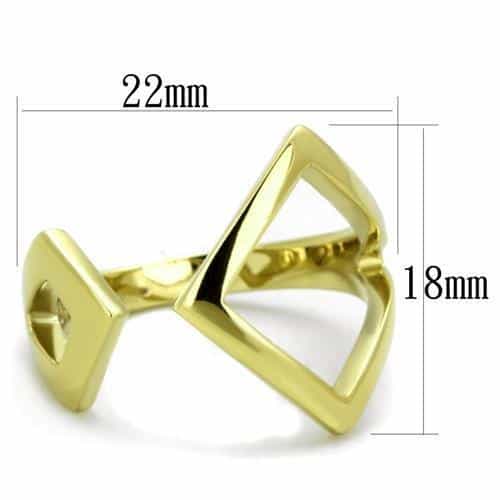 Stainless Steel Gold IP Geometric Angular Open Bypass Ring view 6