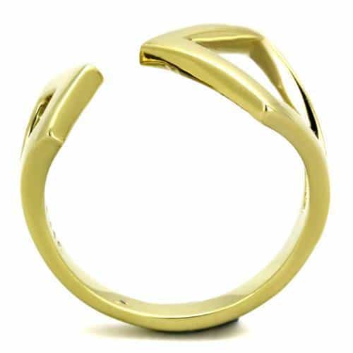 Stainless Steel Gold IP Geometric Angular Open Bypass Ring view 3