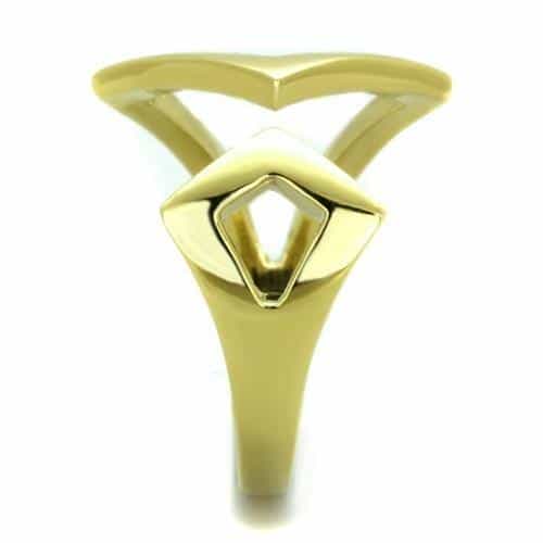 Stainless Steel Gold IP Geometric Angular Open Bypass Ring view 8