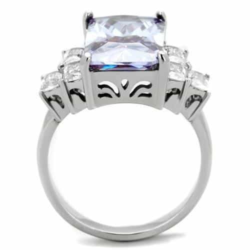 Stainless Steel Lavender Radiant CZ Baguette Sides Ring view 7
