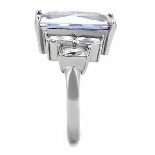 Stainless Steel Lavender Radiant CZ Baguette Sides Ring view 8