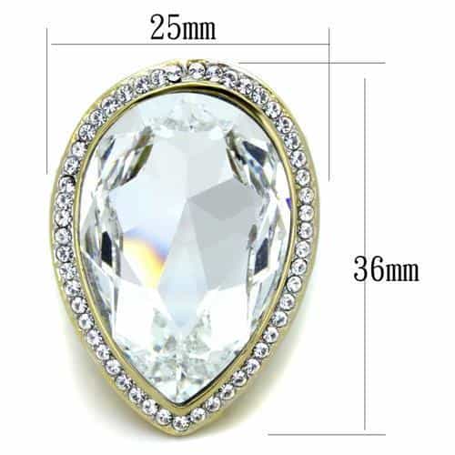 Stainless Steel CZ Large Pear Halo Statement Ring view 6