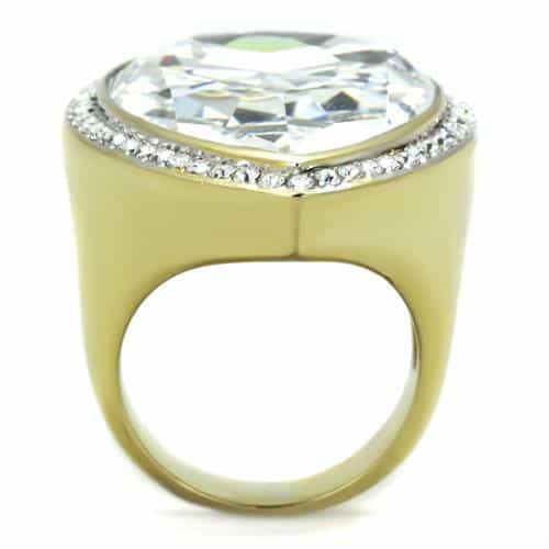 Stainless Steel CZ Large Pear Halo Statement Ring view 7