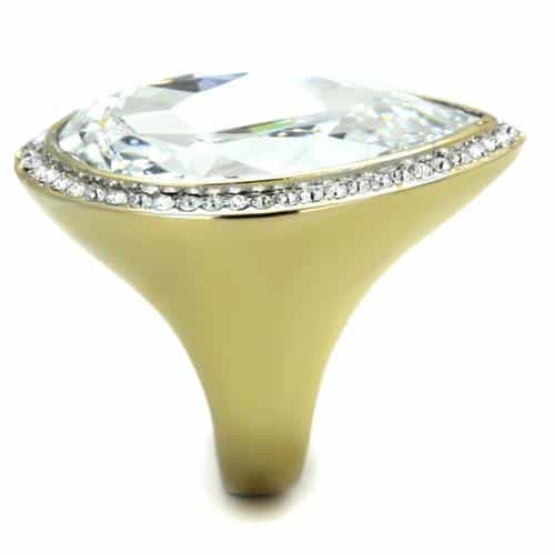 Stainless Steel CZ Large Pear Halo Statement Ring view 8