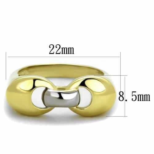 Stainless Steel Gold IP Two Tone Interlocking Loop Ring view 2