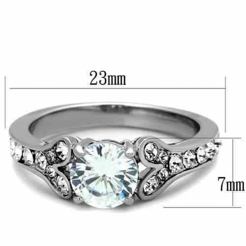 Stainless Steel CZ Round Solitaire Pave Split Shank Ring view 6