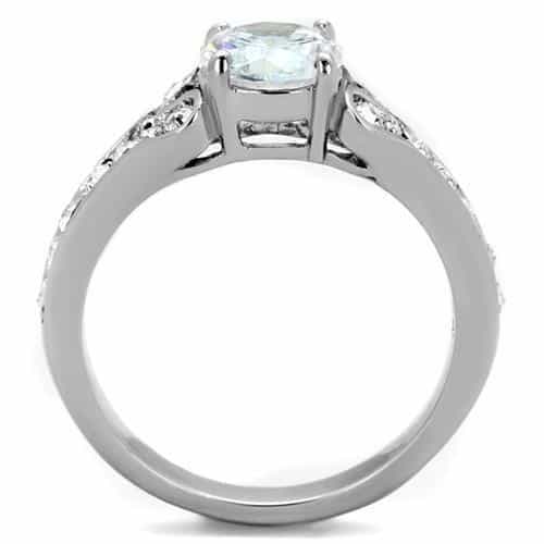Stainless Steel CZ Round Solitaire Pave Split Shank Ring view 7