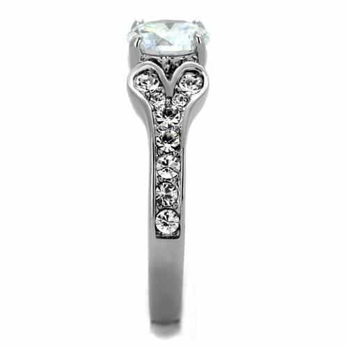 Stainless Steel CZ Round Solitaire Pave Split Shank Ring view 8