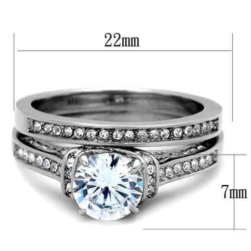 Stainless Steel CZ Round Halo Bridal Ring | The Stainless Jewelry view 6