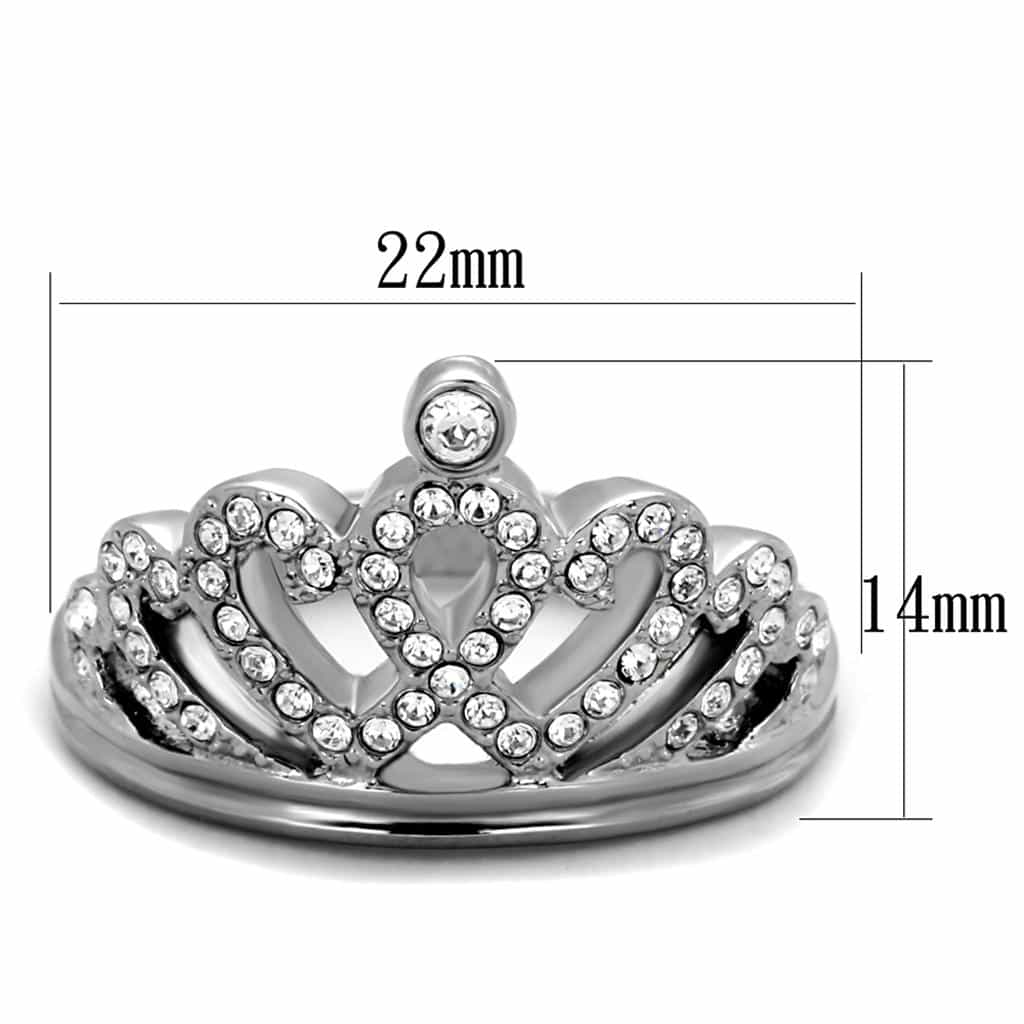 Stainless Steel CZ Crown Tiara Heart Ring | The Stainless Jewelry view 2