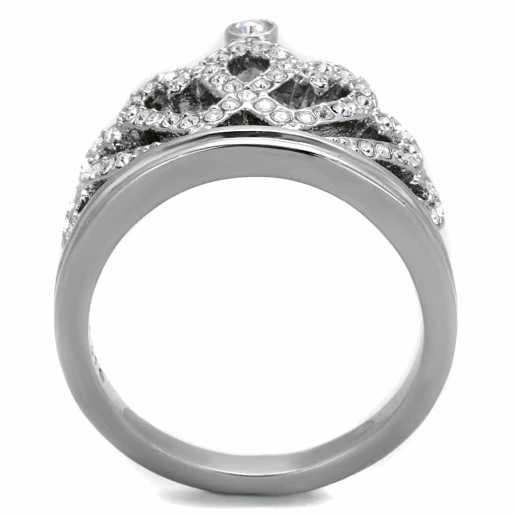 Stainless Steel CZ Crown Tiara Heart Ring | The Stainless Jewelry view 7