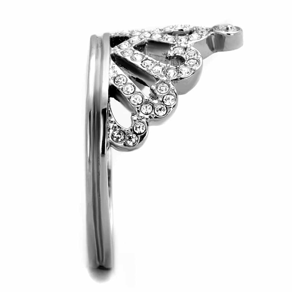 Stainless Steel CZ Crown Tiara Heart Ring | The Stainless Jewelry view 8