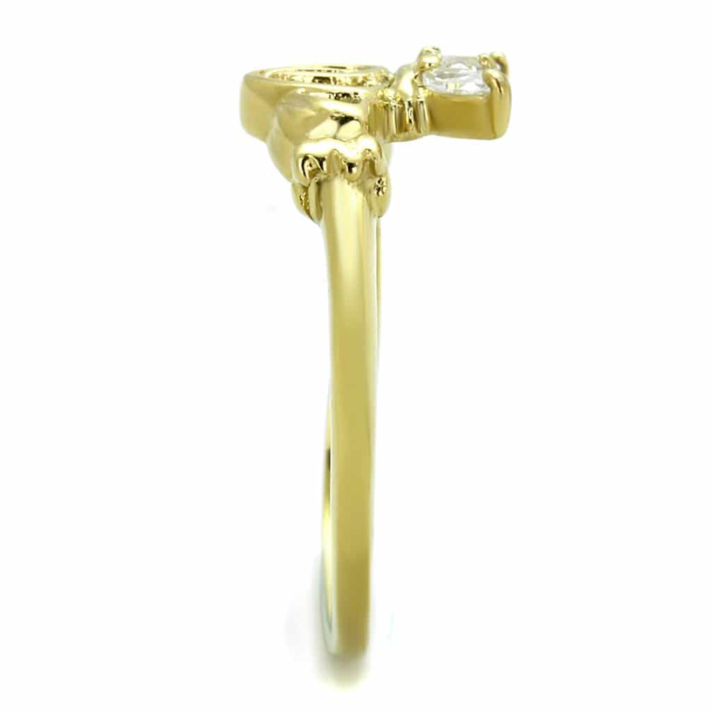 Stainless Steel Gold IP CZ Claddagh Ring | The Stainless Jewelry view 8