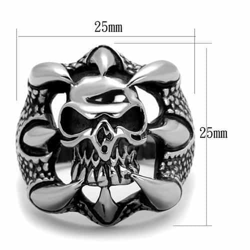 Stainless Steel Skull Fleur De Lis Ornate Ring view 6