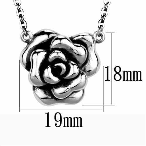 Stainless Steel 3D Rose Flower Pendant Necklace view 4