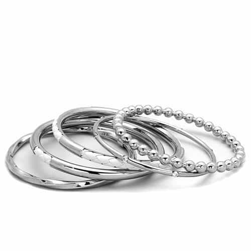Stainless Steel Multi Bangle Stack Set Beaded Braided Bracelet view 2