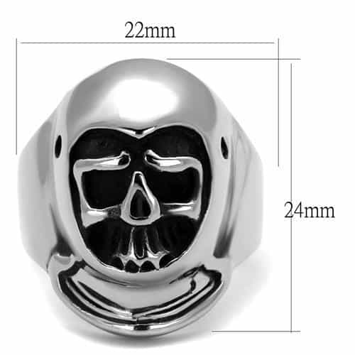 Stainless Steel Skull Grinning Classic Ring view 2