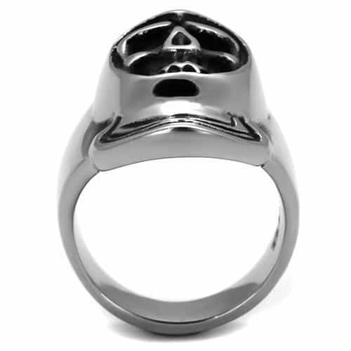 Stainless Steel Skull Grinning Classic Ring view 3