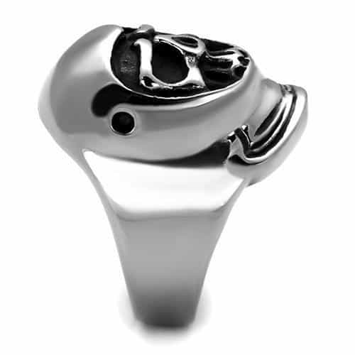 Stainless Steel Skull Grinning Classic Ring view 8