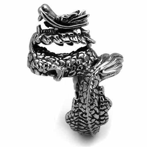 Stainless Steel Dragon Wrap Detailed Ring | The Stainless Jewelry view 12