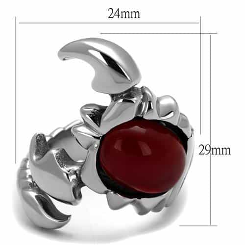 Stainless Steel Scorpion Red Cabochon Ring view 6