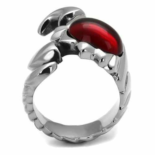Stainless Steel Scorpion Red Cabochon Ring view 7