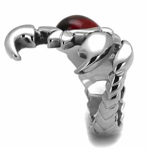 Stainless Steel Scorpion Red Cabochon Ring view 8