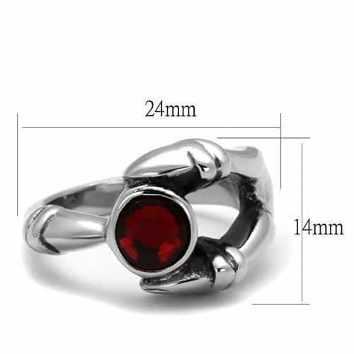 Stainless Steel Dragon Claw Red Cabochon Ring view 7