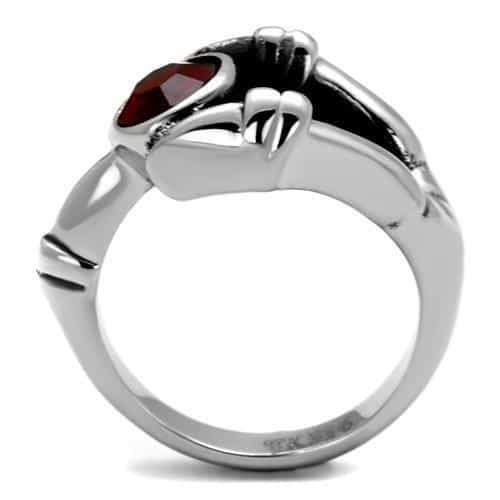 Stainless Steel Dragon Claw Red Cabochon Ring view 8