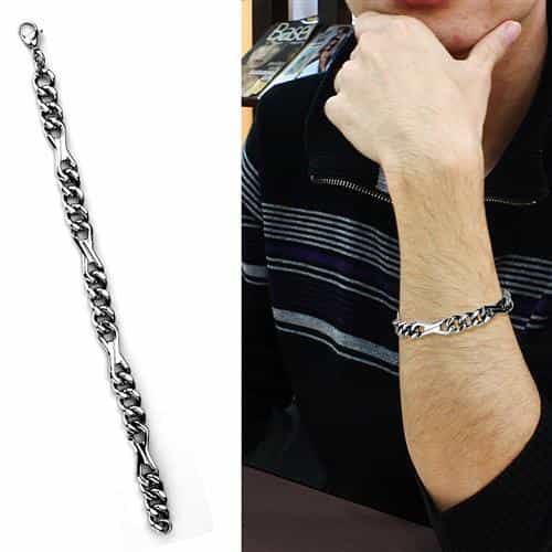 Stainless Steel Figaro Chain Link Bracelet view 2