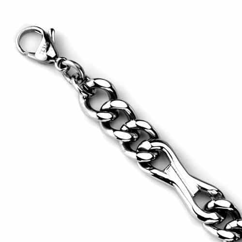 Stainless Steel Figaro Chain Link Bracelet view 3