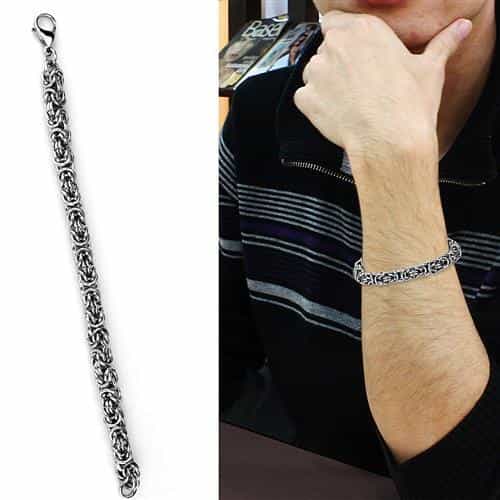 Stainless Steel Byzantine Chain Link Bracelet view 2