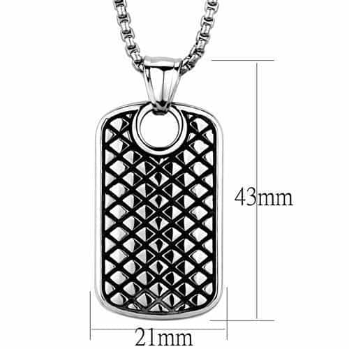 Stainless Steel Diamond Lattice Dog Tag Pendant Necklace view 2