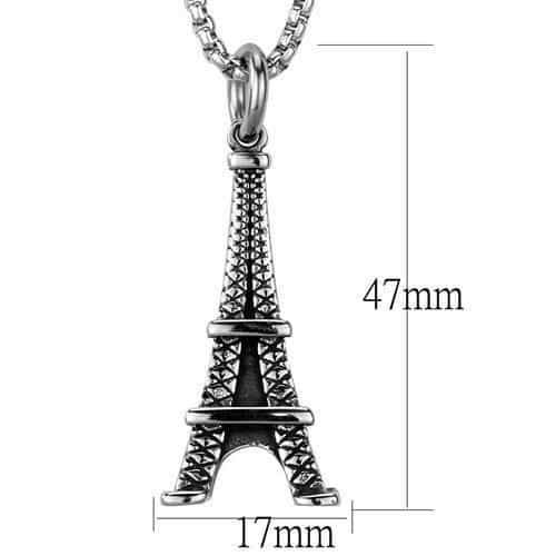 Stainless Steel Eiffel Tower Pendant Necklace view 2
