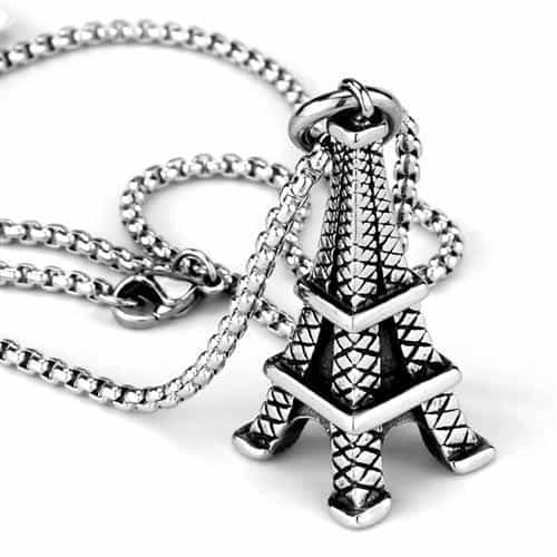 Stainless Steel Eiffel Tower Pendant Necklace view 3