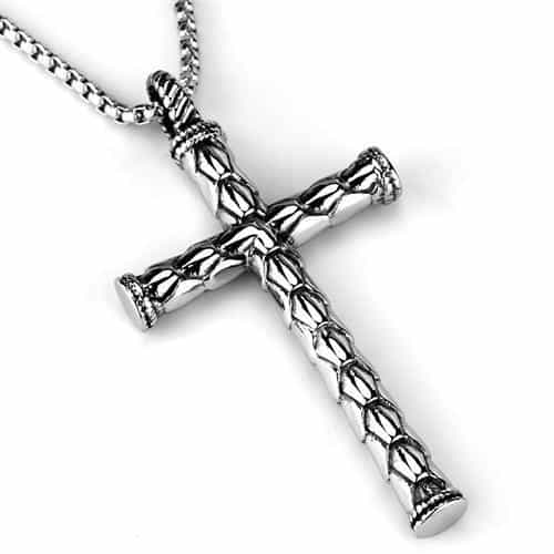 Stainless Steel Lattice Cross Pendant Necklace view 3